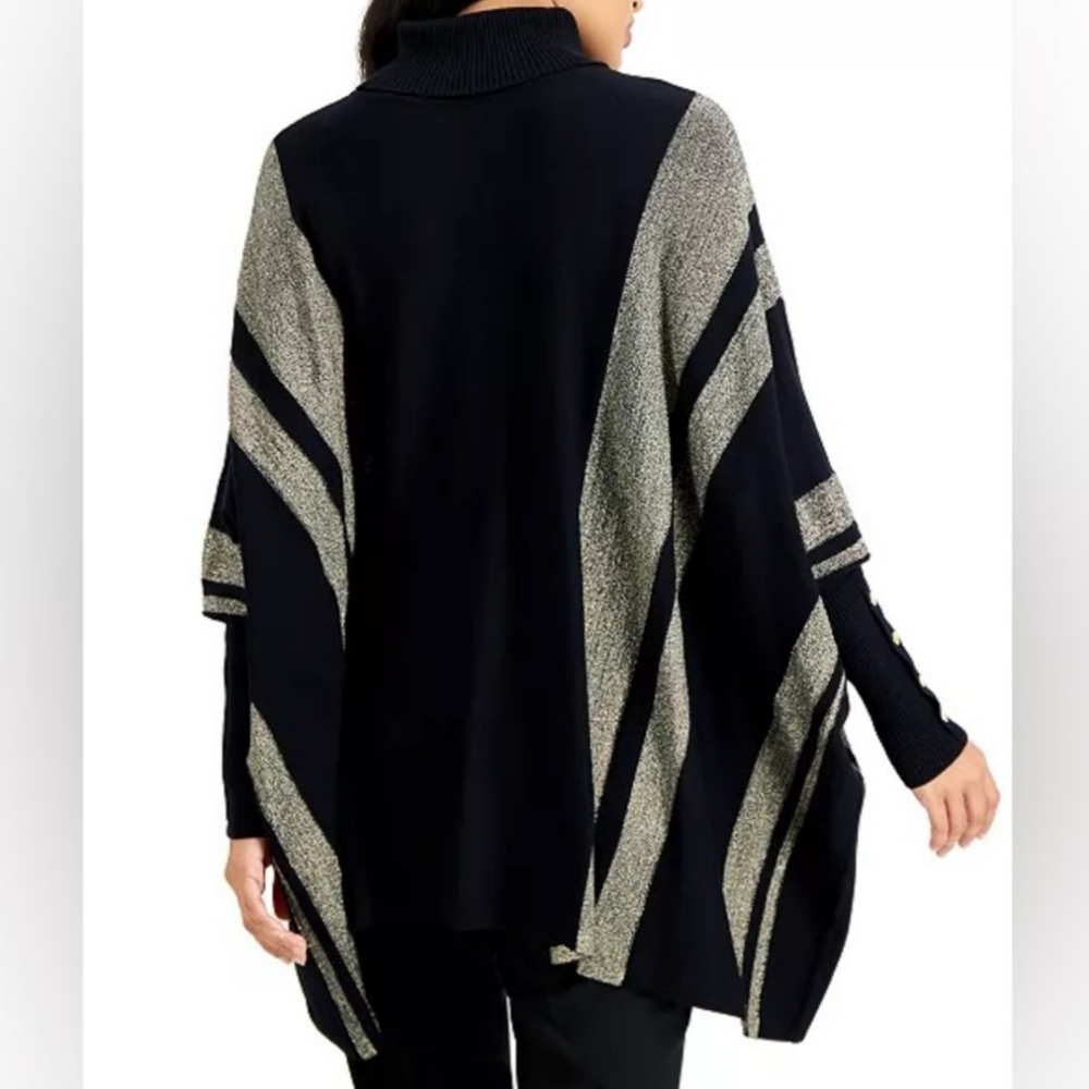 ALFANI Turtleneck Poncho Sweater Size Medium - Picture 2 of 9